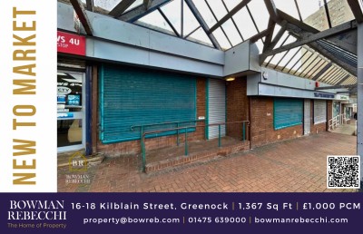 Greenock Town Centre Double Retail Unit Available To Let